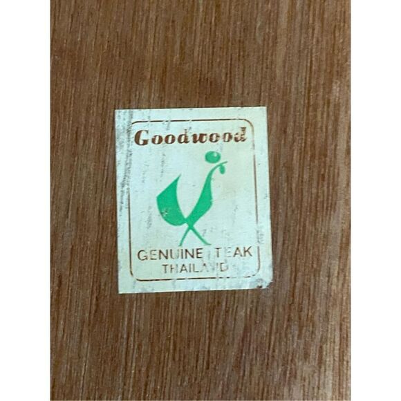 Vintage Goodwood Round Serving Tray Teak MCM Thailand Bar Coffee Breakfast 14” - Picture 4 of 5